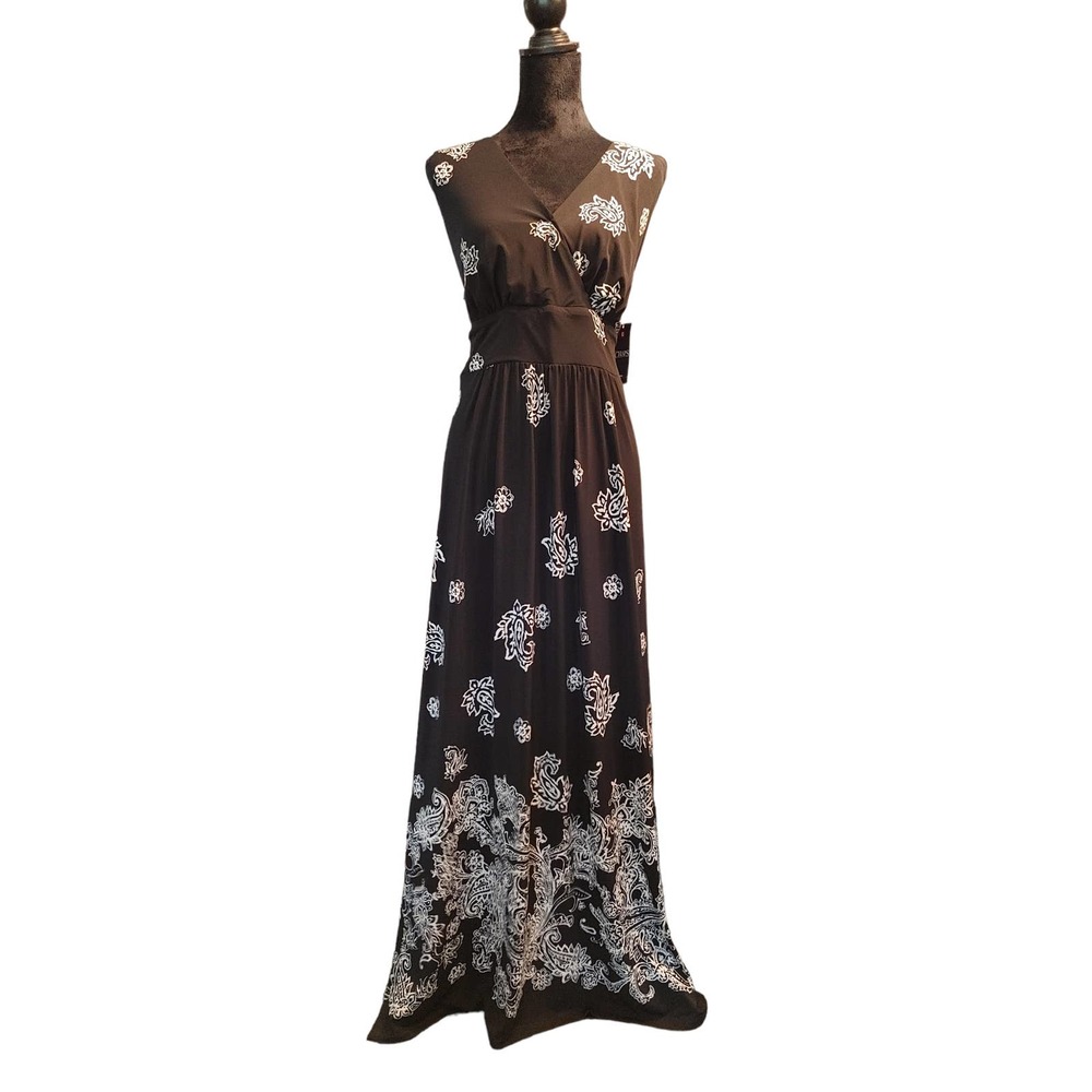 NWT Chaps Black and White Sleeveless Maxi Dress Size XL
